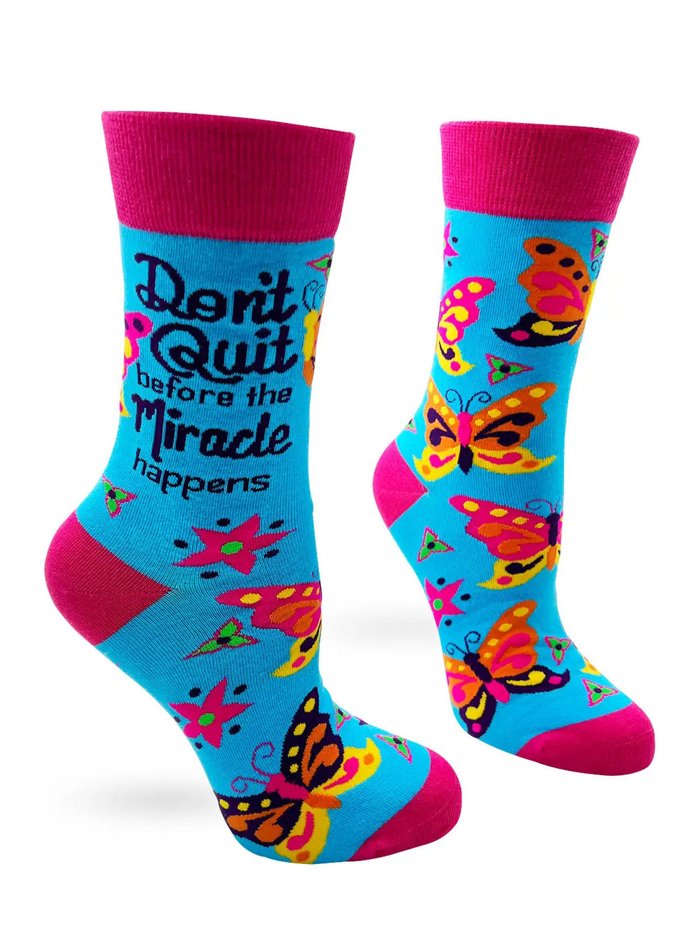 FD4 | Fabdaz Women's Novelty Crew Socks | Don't Quit Before | Size 5-10